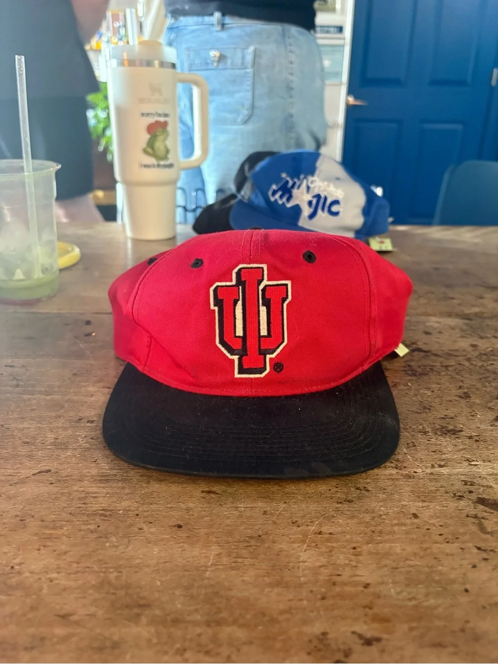Signature Red and Black Kids Hat with Embroidered IU Logo